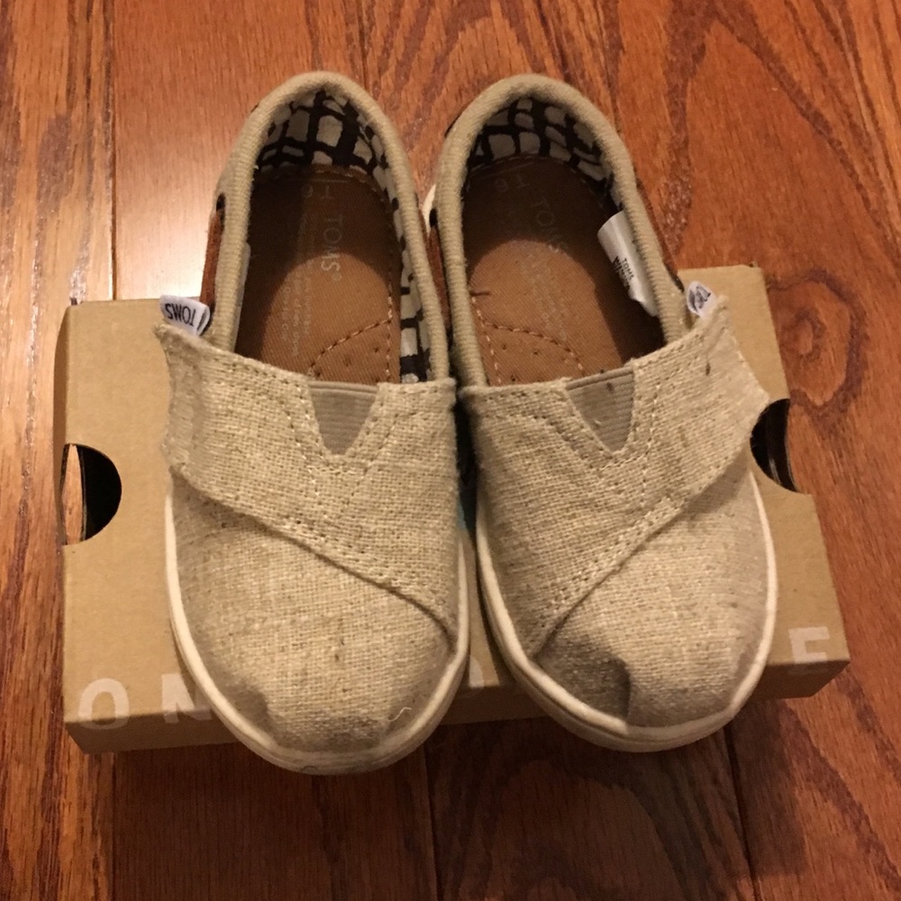 Kids Toms Bimini natural burlap shoes